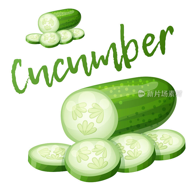 Cucumber. Cartoon vector icon isolated on white background. Series of food and drink and ingredients for cooking